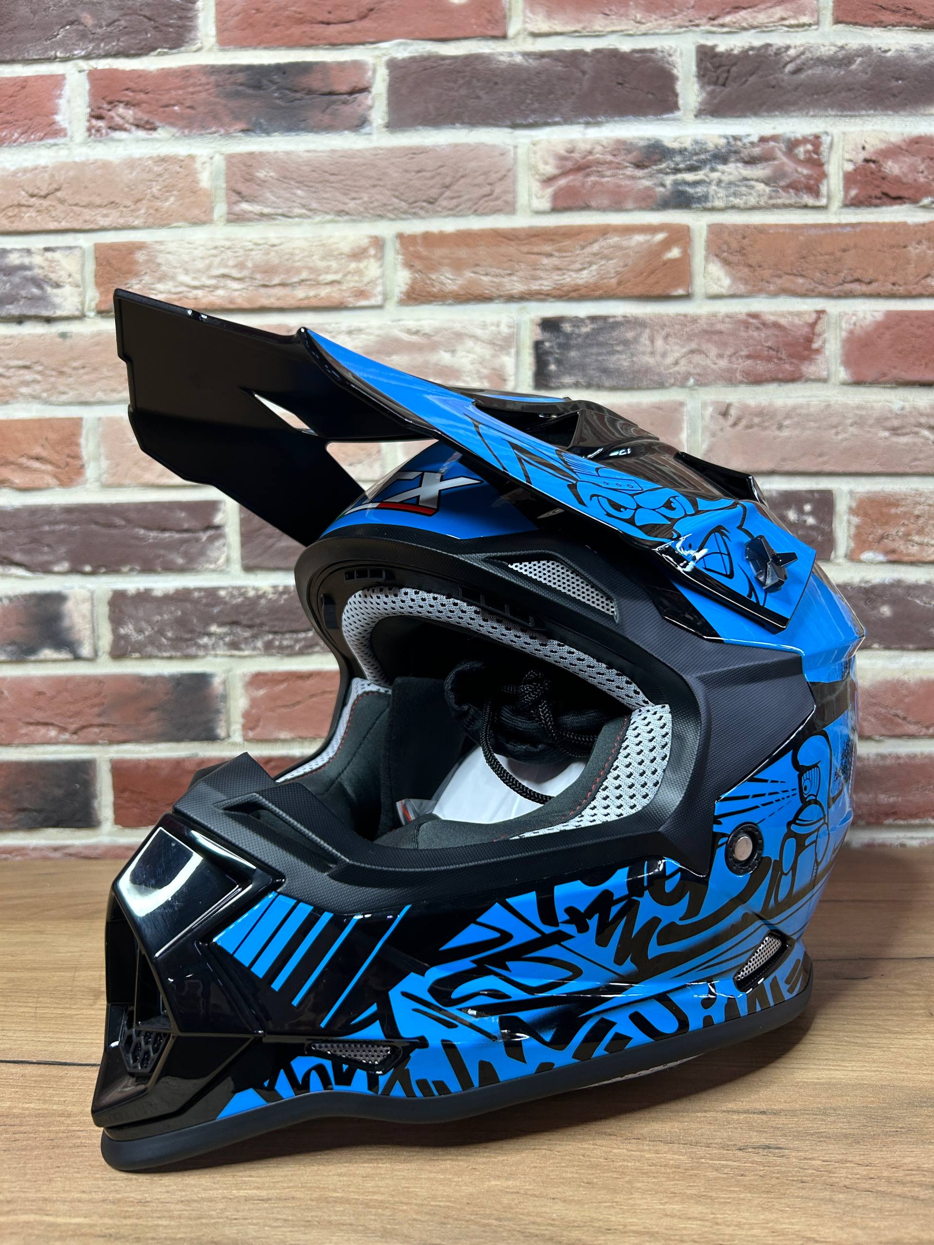 Шлем мото кроссовый GTX 632S #3 (S) BLACK / BLUE детский (49-50)