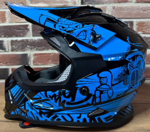 Шлем мото кроссовый GTX 632S #3 (S) BLACK / BLUE детский (49-50)